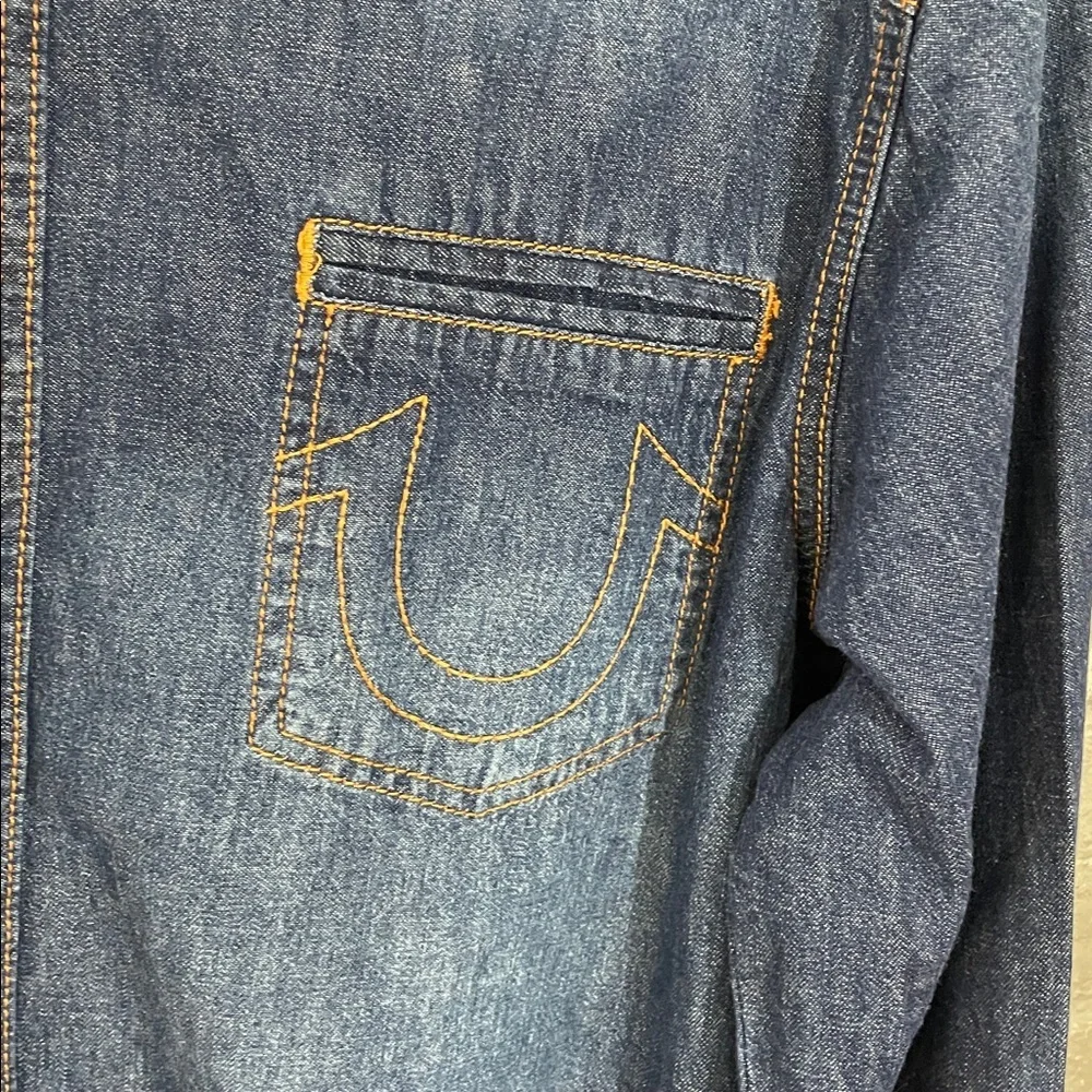 True Religion Dark Blue Denim Button Down Shirt